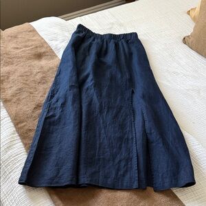 Quince Linen Maxi Skirt in Navy - Size XS